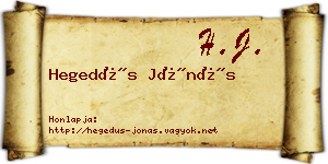 Hegedűs Jónás névjegykártya